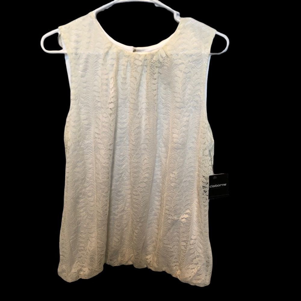 Liz Claiborne Career Bubble blouse NWT sleeveless lace, lined Large